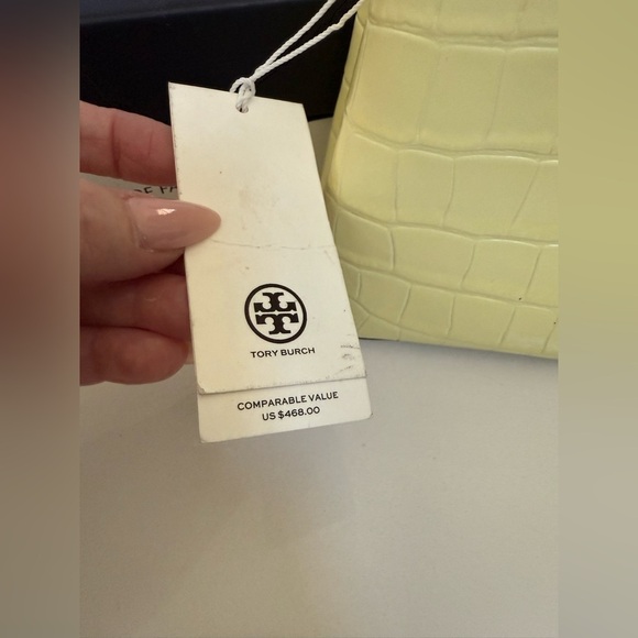 Rare Tory Burch Britten Embossed Mini Satchel Crossbody – Pastel Yellow Croc NWT - Picture 9 of 10